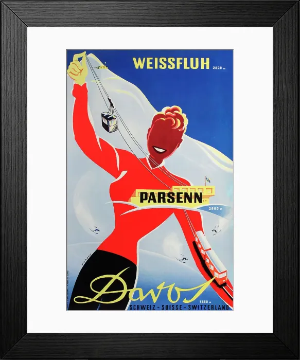 Framed Print : Poster, Weissfluh, Parsenn, Davos, Switzerland Framed Print : Poster, Weissfluh, Parsenn, Davos, Switzerland