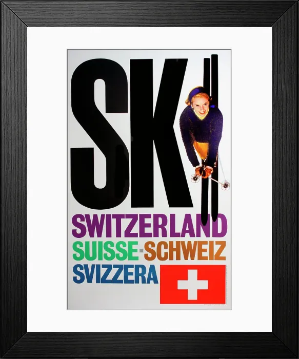 Framed Print : Poster, Ski Switzerland Framed Print : Poster, Ski Switzerland