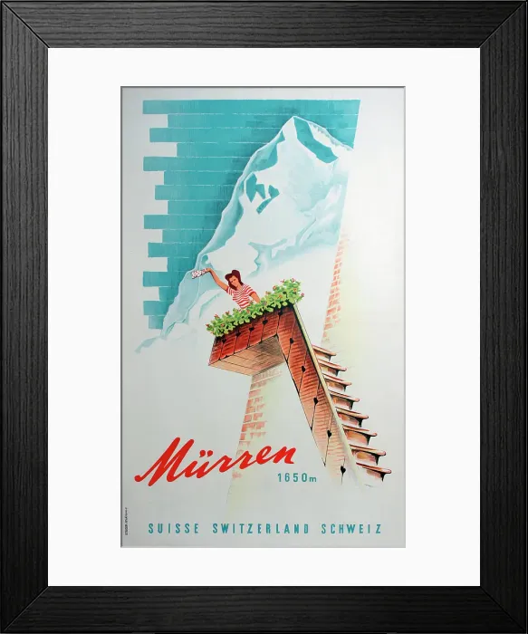 Framed Print : Poster, Murren, Switzerland Framed Print : Poster, Murren, Switzerland
