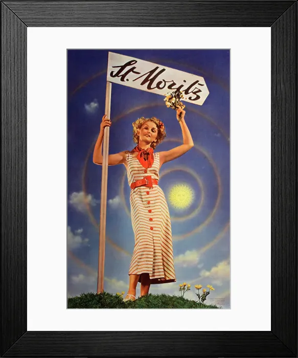 Framed Print : Poster, St Moritz, Switzerland Framed Print : Poster, St Moritz, Switzerland