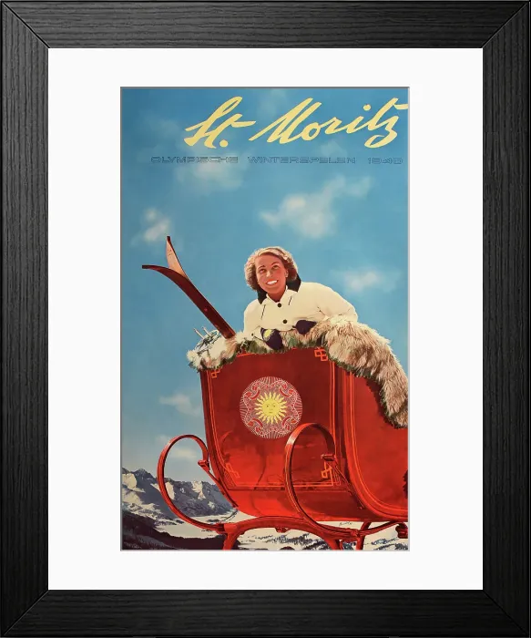Framed Print : Poster, St Moritz, Switzerland, Winter Olympics Framed Print : Poster, St Moritz, Switzerland, Winter Olympics