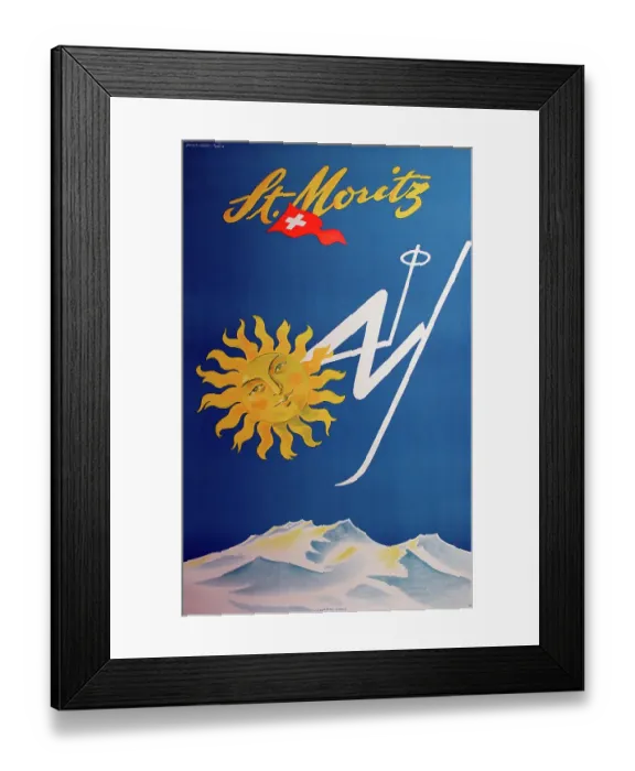 Framed Print : Poster, St Moritz, Switzerland Framed Print : Poster, St Moritz, Switzerland