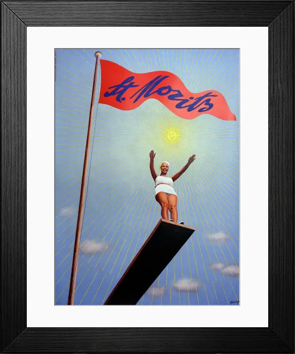 Framed Print : Poster, St Moritz, Switzerland Framed Print : Poster, St Moritz, Switzerland