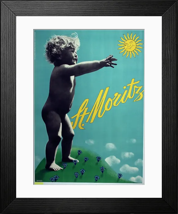 Framed Print : Poster, St Moritz, Switzerland Framed Print : Poster, St Moritz, Switzerland