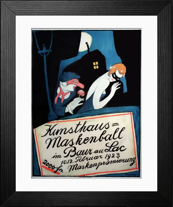 Framed Print : Poster, Masked Ball, Baur au Lac, Zurich, Switzerland Framed Print : Poster, Masked Ball, Baur au Lac, Zurich, Switzerland