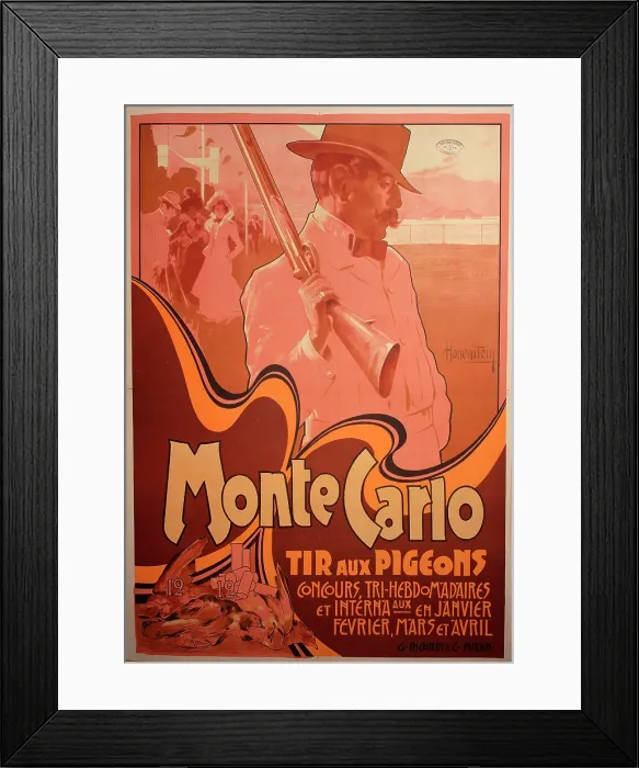 Framed Print : Poster, Monte Carlo, Pigeon Shooting Framed Print : Poster, Monte Carlo, Pigeon Shooting