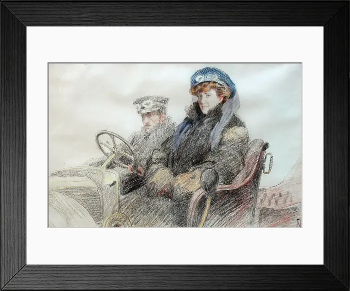 Framed Print : Original artwork, man and woman in a car Framed Print : Original artwork, man and woman in a car