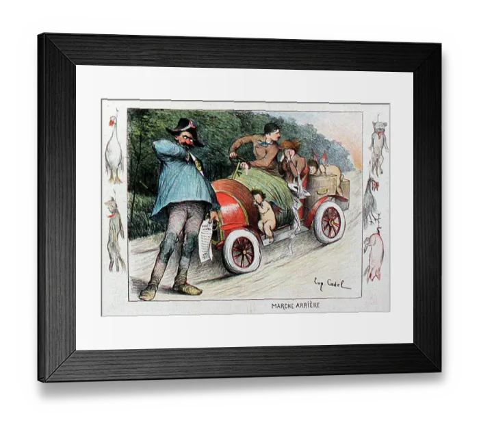Framed Print : Lithograph, Marche Arriere (Reverse Gear) Framed Print : Lithograph, Marche Arriere (Reverse Gear)