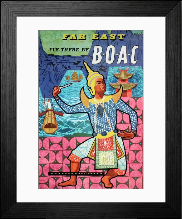 Framed Print : Poster, Far East, fly there by BOAC Framed Print : Poster, Far East, fly there by BOAC