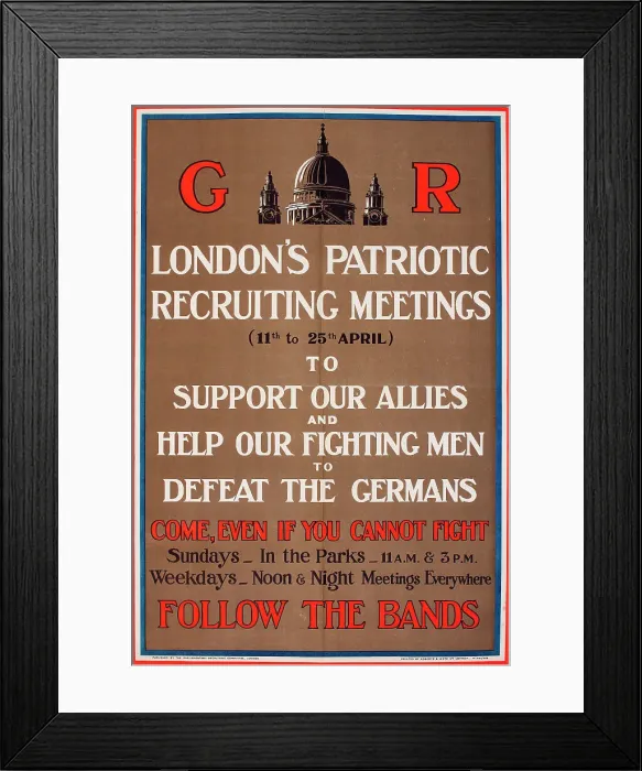 Framed Print : Recruitment poster, London, WW1 Framed Print : Recruitment poster, London, WW1