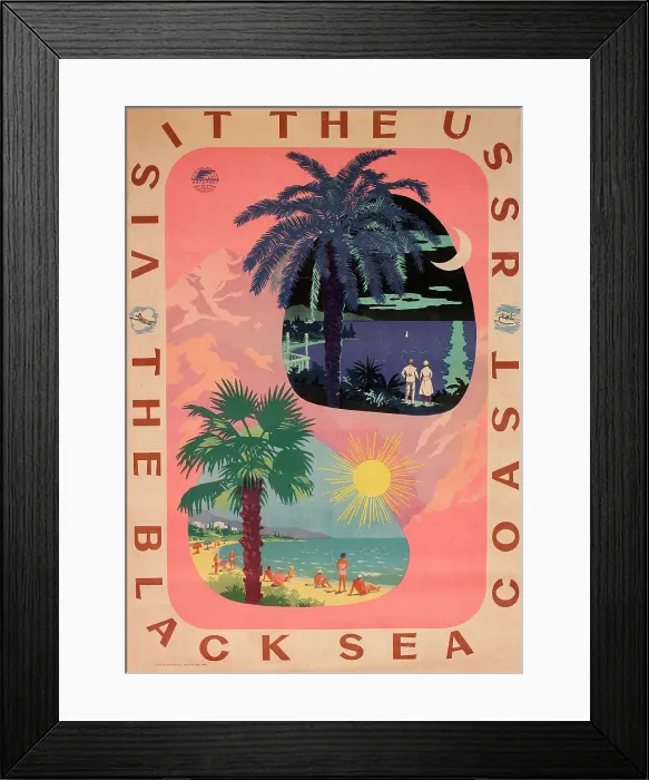 Framed Print : Poster, Visit the USSR, Black Sea Coast Framed Print : Poster, Visit the USSR, Black Sea Coast