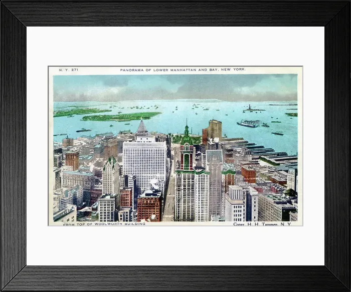 Framed Print : Panoramic View of Lower Manhattan and Bay, New York City Framed Print : Panoramic View of Lower Manhattan and Bay, New York City