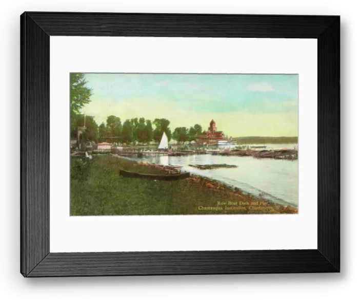 Framed Print : Row Boat Dock and Pier - Chautauqua Institution, NY, USA Framed Print : Row Boat Dock and Pier - Chautauqua Institution, NY, USA