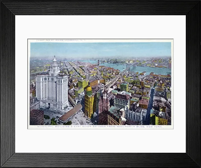 Framed Print : The Municipal Building and East River Bridges - New York Framed Print : The Municipal Building and East River Bridges - New York