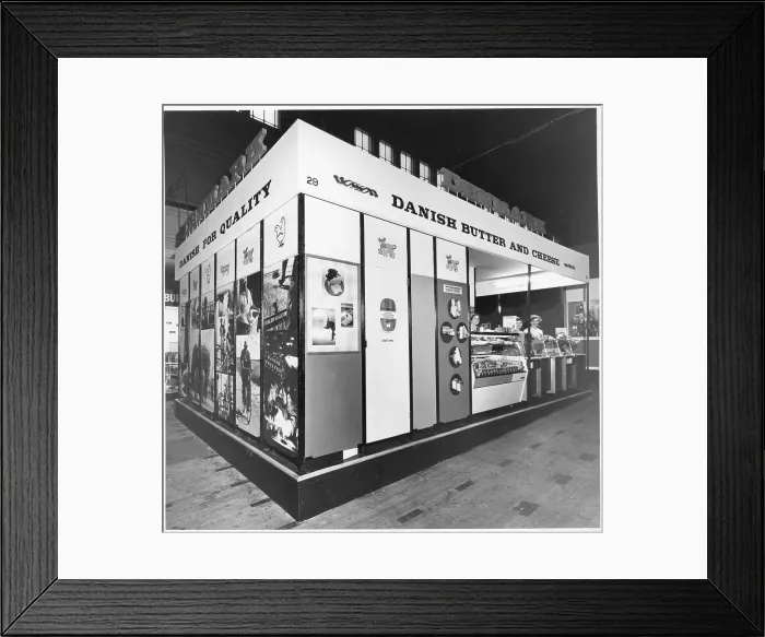 Framed Print : Indoor promotional market stall for Danish Butter and Cheese Framed Print : Indoor promotional market stall for Danish Butter and Cheese