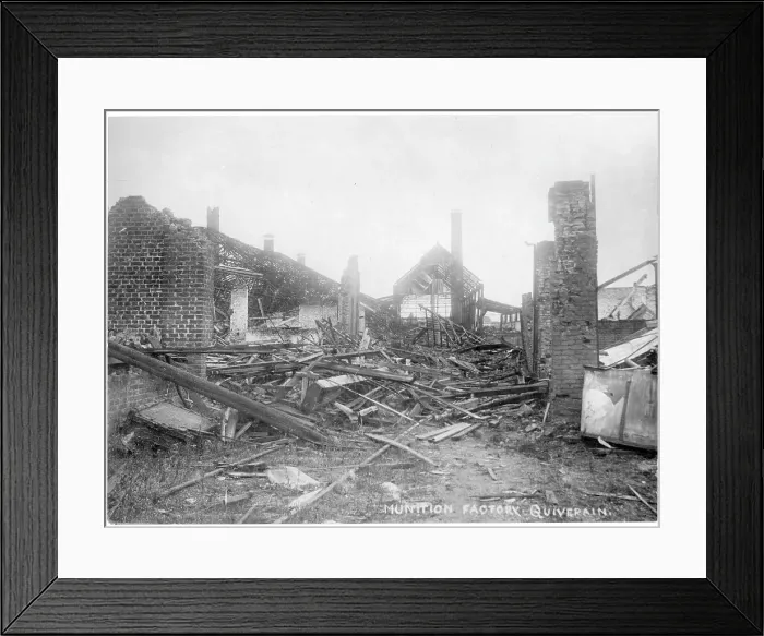 Framed Print : A destroyed munitions factory at Quievrain, Belgium Framed Print : A destroyed munitions factory at Quievrain, Belgium