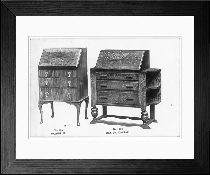 Framed Print : A pair of Oak and Walnut bureaus Framed Print : A pair of Oak and Walnut bureaus