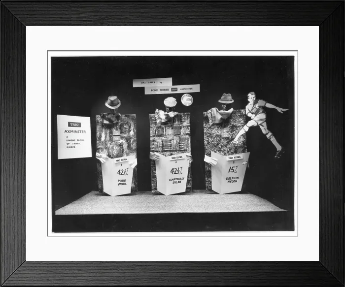 Framed Print : Bond Worth and Axminster carpets: window display Framed Print : Bond Worth and Axminster carpets: window display