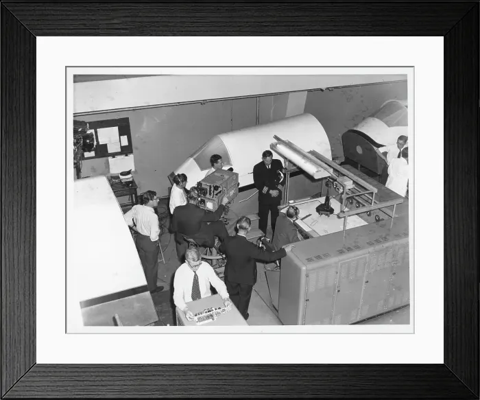 Framed Print : Raymond Baxter interviewing an airline pilot Framed Print : Raymond Baxter interviewing an airline pilot