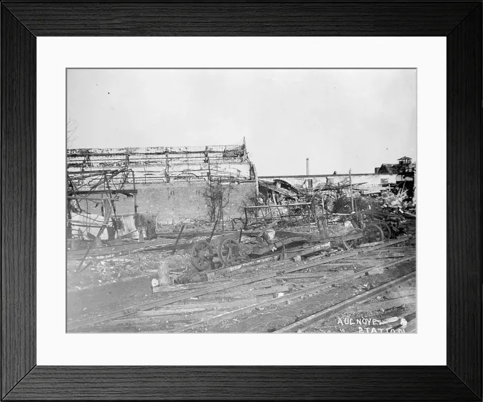 Framed Print : Bomb damage at Aulnoye station. Belgium Framed Print : Bomb damage at Aulnoye station. Belgium