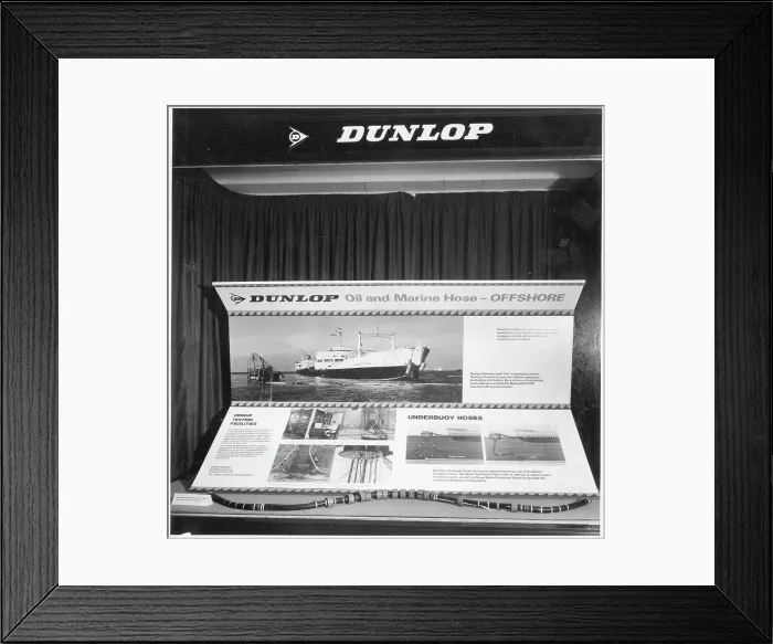 Framed Print : Window display of Dunlop oil and Marine hoses Framed Print : Window display of Dunlop oil and Marine hoses