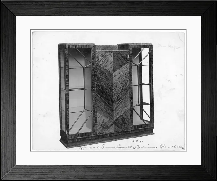 Framed Print : Art Deco Walnut and glass fronted display cabinet Framed Print : Art Deco Walnut and glass fronted display cabinet