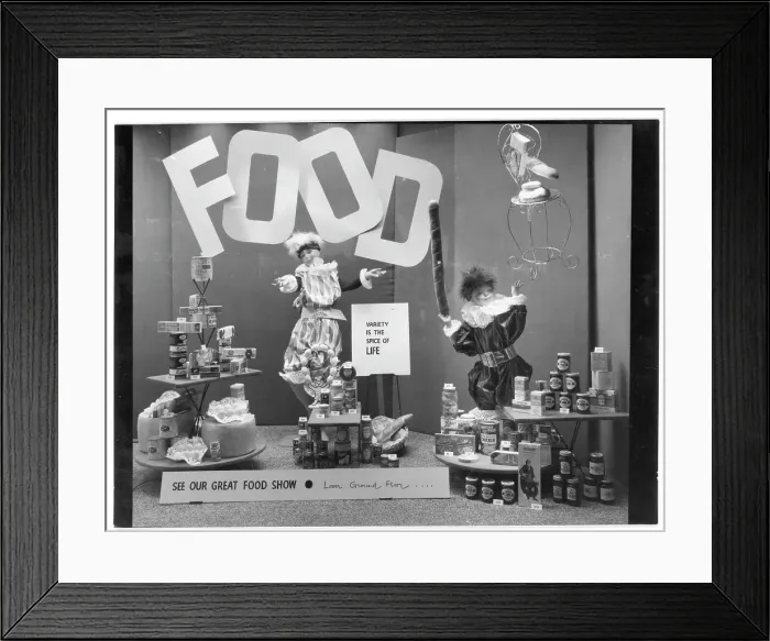 Framed Print : Owen Owen Food festival window display Framed Print : Owen Owen Food festival window display