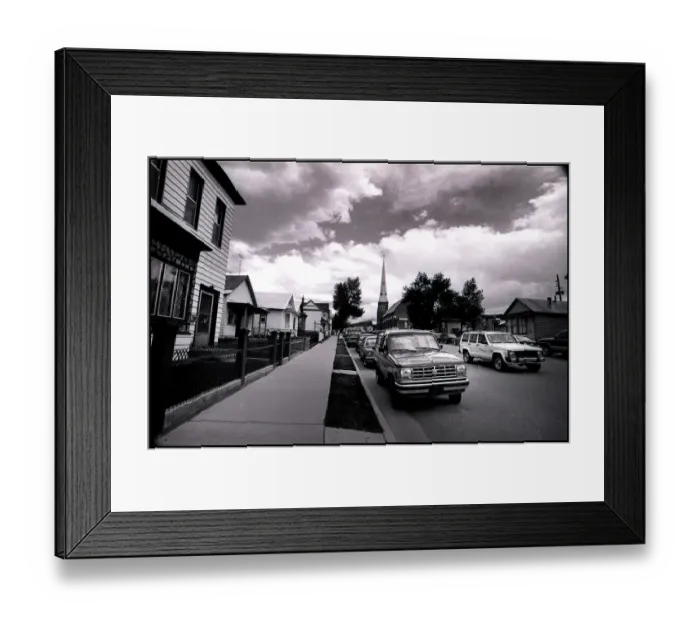 Framed Print : Classic American street with cars Leadville Colorado Framed Print : Classic American street with cars Leadville Colorado