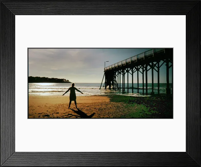 Framed Print : Figure on Californian beach Pacific Ocean Jetty Framed Print : Figure on Californian beach Pacific Ocean Jetty