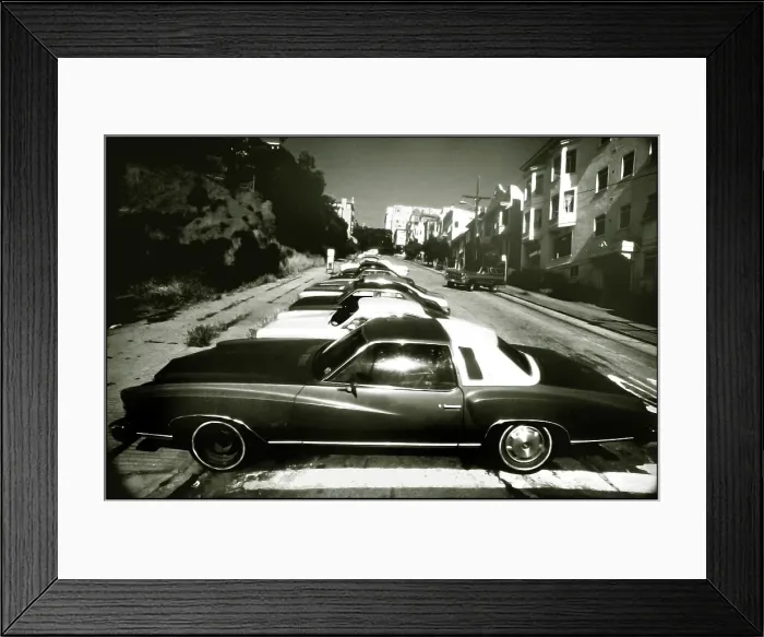 Framed Print : Cars in San Francisco black and white Framed Print : Cars in San Francisco black and white