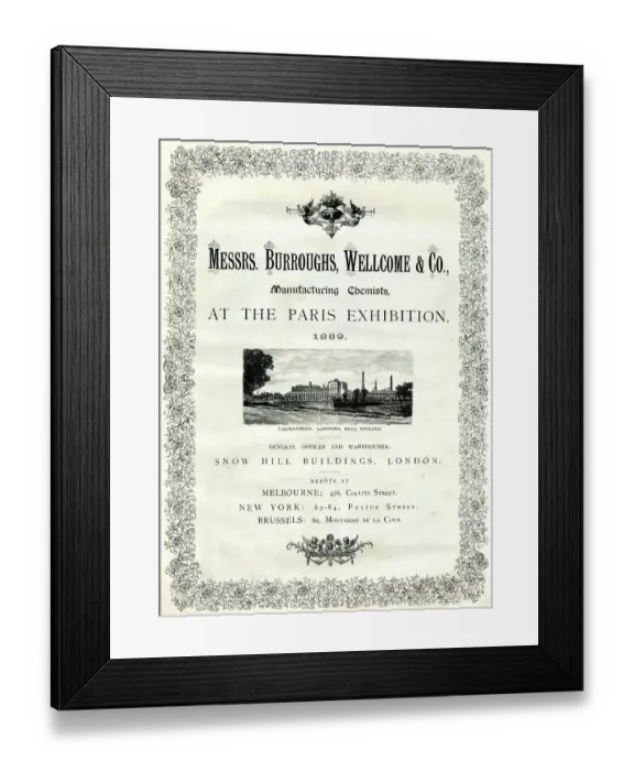 Framed Print : Messrs Burroughs, Wellcome & Co, Paris Exhibition of 1889 Framed Print : Messrs Burroughs, Wellcome & Co, Paris Exhibition of 1889