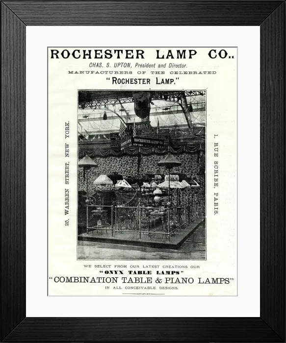 Framed Print : Rochester Lamp Co, Paris Exhibition of 1889 Framed Print : Rochester Lamp Co, Paris Exhibition of 1889