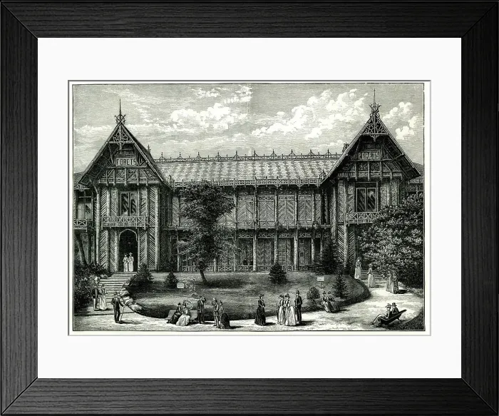 Framed Print : Forestry Pavilion, Paris Exhibition of 1889 Framed Print : Forestry Pavilion, Paris Exhibition of 1889