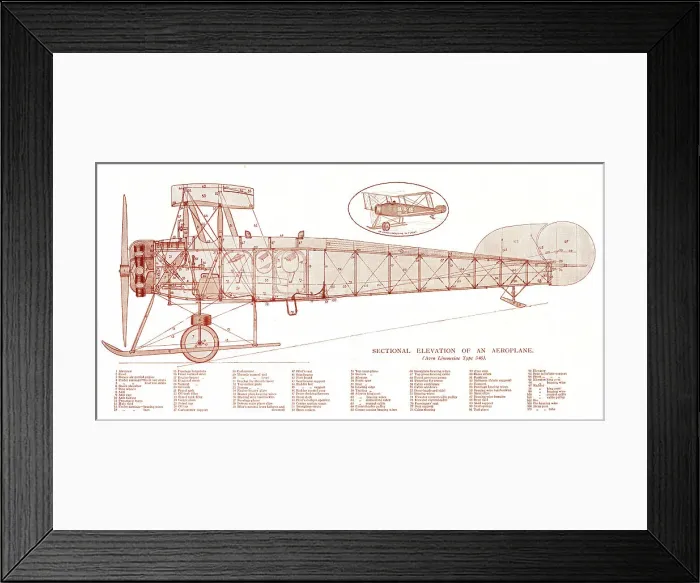Framed Print : Avro Limousine Type 546 aeroplane, sectional elevation Framed Print : Avro Limousine Type 546 aeroplane, sectional elevation