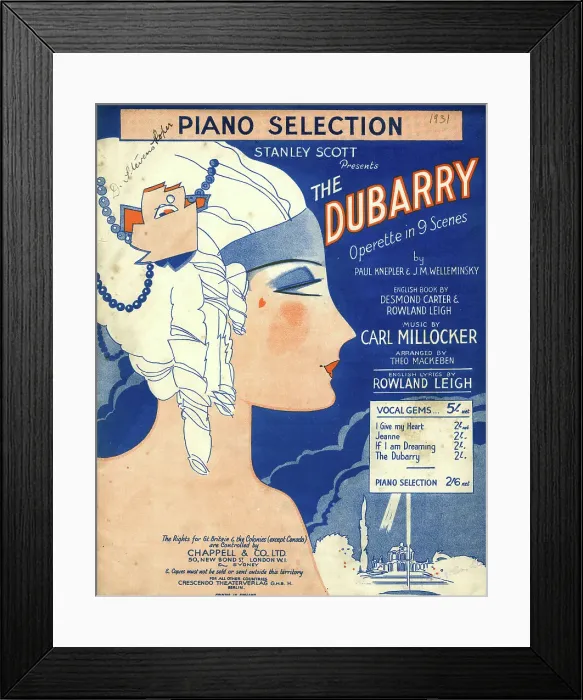 Framed Print : Music cover, The Dubarry Operette in 9 Scenes Framed Print : Music cover, The Dubarry Operette in 9 Scenes