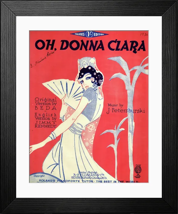 Framed Print : Music cover, Oh, Donna Clara Framed Print : Music cover, Oh, Donna Clara