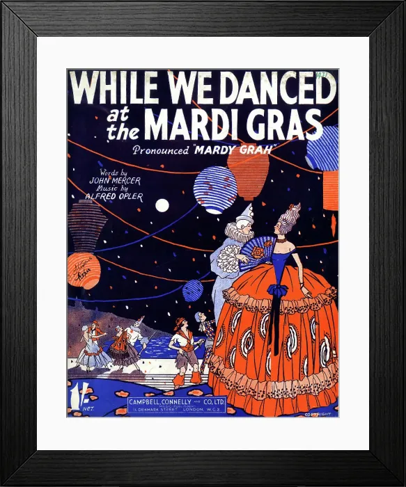 Framed Print : Music cover, While We Danced at the Mardi Gras Framed Print : Music cover, While We Danced at the Mardi Gras