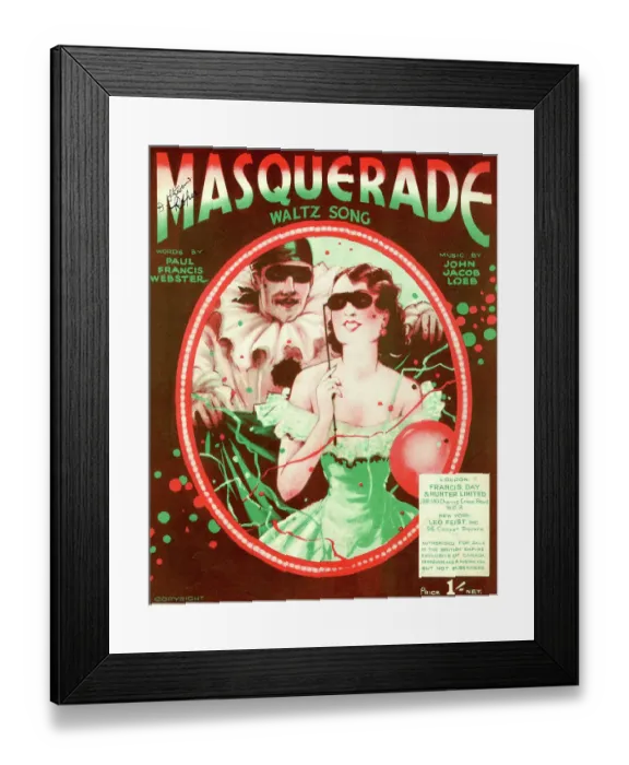 Framed Print : Music cover, Masquerade, waltz song Framed Print : Music cover, Masquerade, waltz song