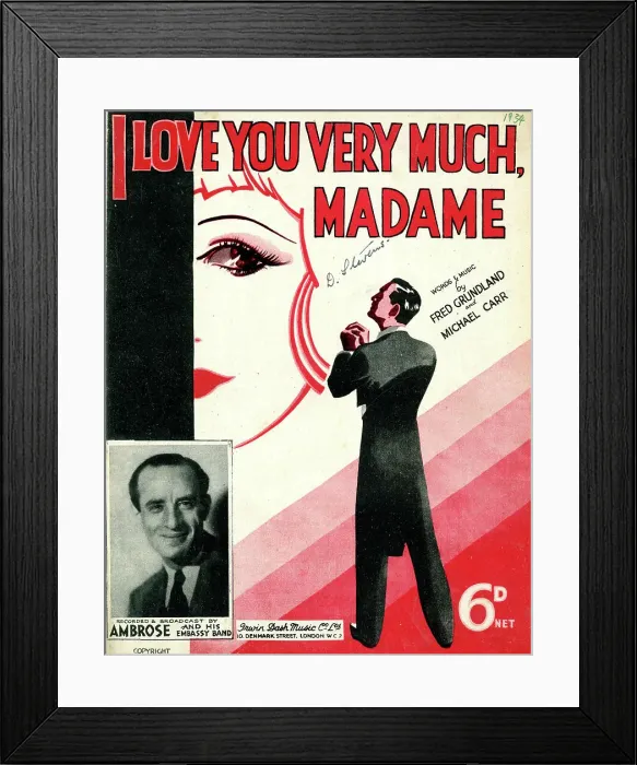 Framed Print : Music cover, I Love You Very Much, Madame Framed Print : Music cover, I Love You Very Much, Madame