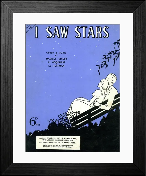 Framed Print : Music cover, I Saw Stars, by Sigler, Goodhart and Hoffman Framed Print : Music cover, I Saw Stars, by Sigler, Goodhart and Hoffman