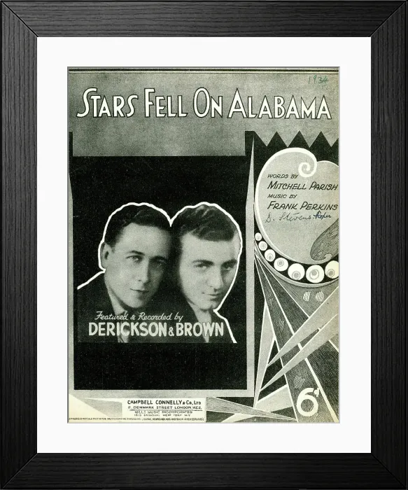 Framed Print : Music cover, Stars Fell on Alabama Framed Print : Music cover, Stars Fell on Alabama