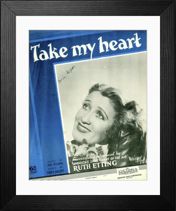 Framed Print : Music cover, Take My Heart, Ruth Etting Framed Print : Music cover, Take My Heart, Ruth Etting