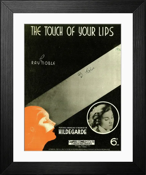 Framed Print : Music cover, The Touch of Your Lips, Hildegarde Framed Print : Music cover, The Touch of Your Lips, Hildegarde