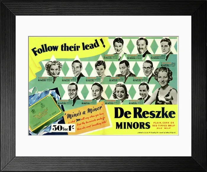 Framed Print : Advert, De Reszke Minors cigarettes Framed Print : Advert, De Reszke Minors cigarettes