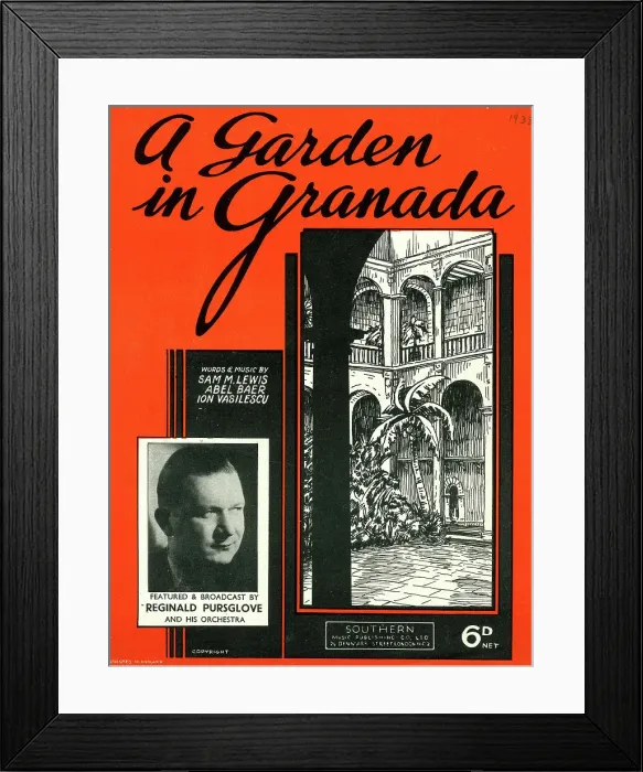 Framed Print : Music cover, A Garden in Granada Framed Print : Music cover, A Garden in Granada