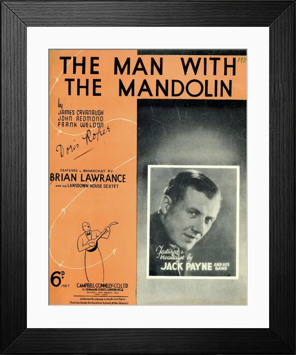 Framed Print : Music cover, The Man with the Mandolin Framed Print : Music cover, The Man with the Mandolin