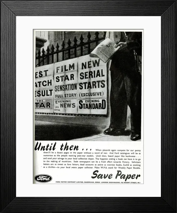 Framed Print : Advert, Save Paper, Ford Motor Company WW2 Framed Print : Advert, Save Paper, Ford Motor Company WW2