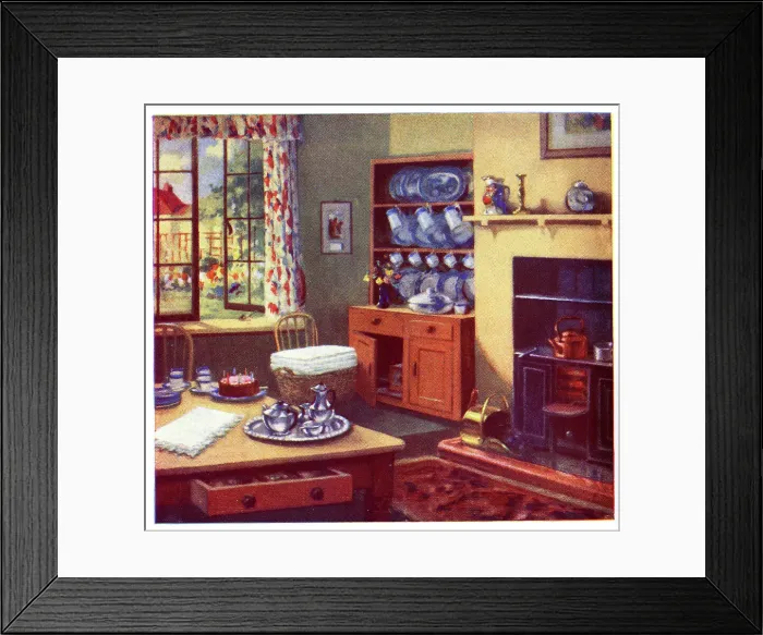 Framed Print : Dining room at teatime with open window Framed Print : Dining room at teatime with open window