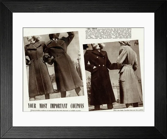 Framed Print : Fashion item, Your Most Important Coupons, WW2 Framed Print : Fashion item, Your Most Important Coupons, WW2
