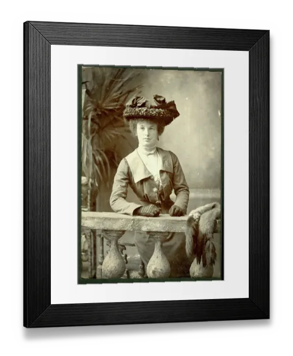 Framed Print : Studio photo, woman in a hat Framed Print : Studio photo, woman in a hat